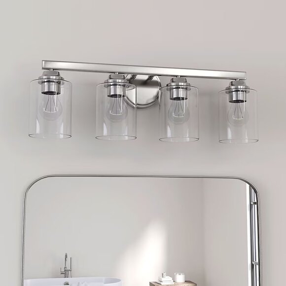 NEW Allen + Roth Emeryson 4 Light Brushed Nickel Bathroom Vanity Wall Fixture - Picture 1 of 6